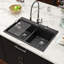 Évier de cuisine à double cuve encastré à quartz L 33 po x l 22 po avec accessoires Quartz