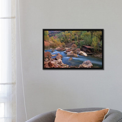 " Virgin River Flowing Through Canyon In Autumn, Zion National Park, Utah " Color Photography