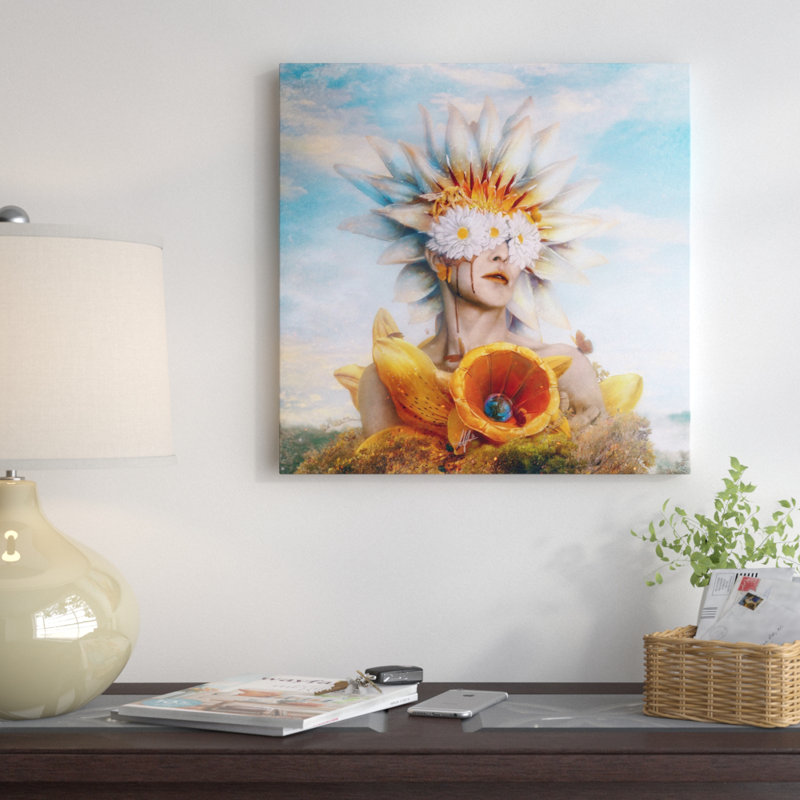 « miel », impression sur toile, H 18 po x l 18 po x P 1,5 po, Toile tendue, Pas de tapis