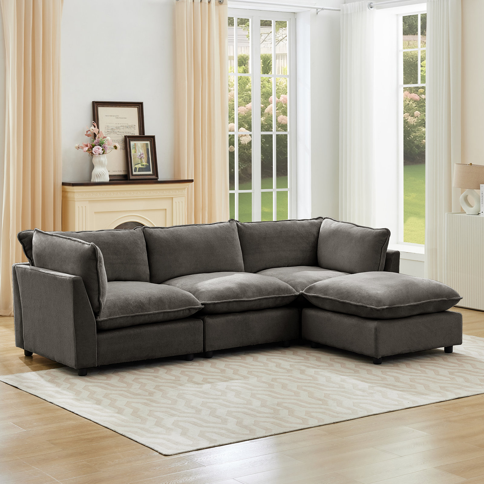 Eagan Modular Sectional, Dark Gray Chenille