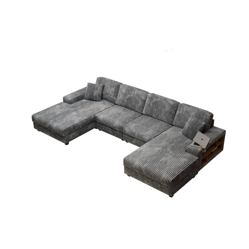 Canapé convertible en forme de U, Gris foncé