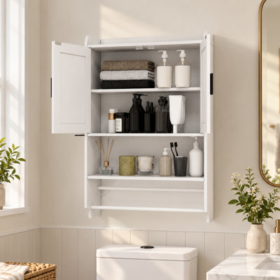 Armoire de salle de bain murale avec tablette réglable et porte-papier Bovaris