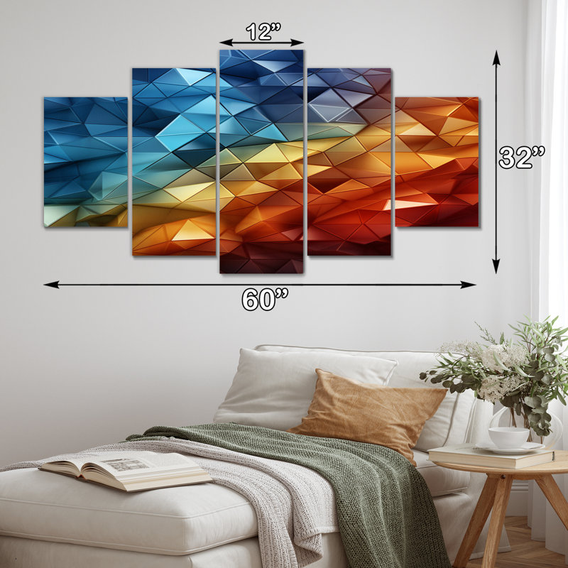 Rainbow Harmony géométrique - décoration murale paysages - 5 panneaux