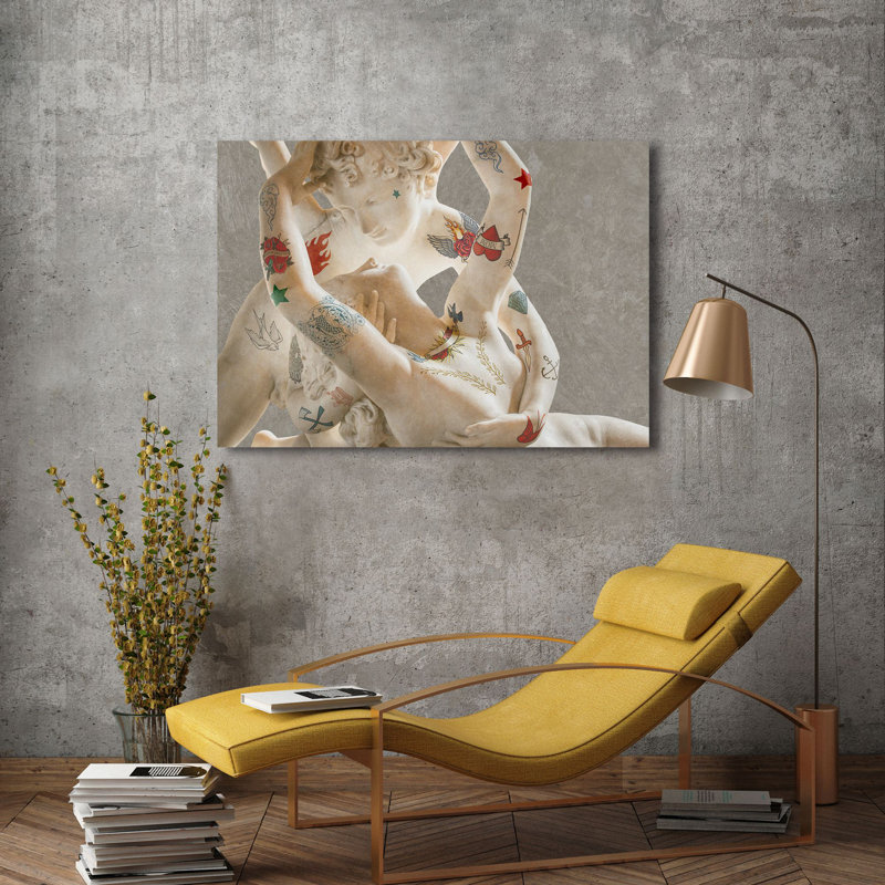 3SH6274 Tattooed Lovers (Cupid And Psyche) by Steven Hill - Wrapped Canvas Print, 70cm H x 100cm W x 4cm D