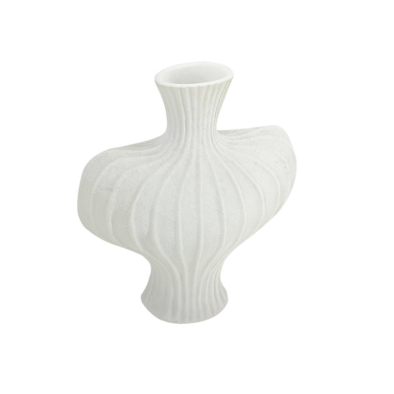 Resin Table Vase Small Flowers Vase For Shelf Dining Table Farmhouse Cabinet Decor, White
