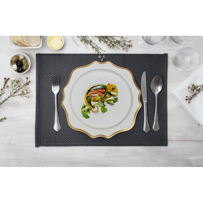 Annas Palette Porcelain China Scalloped Charger, Antique White Gold