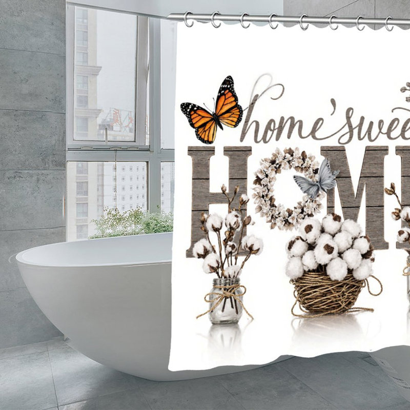 Rideaux de douche en coton Home Sweet Home, 71 × 71