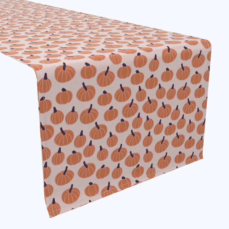 Table Runner, 100% Cotton, Cute Pumpkin Background, 90" x 16"