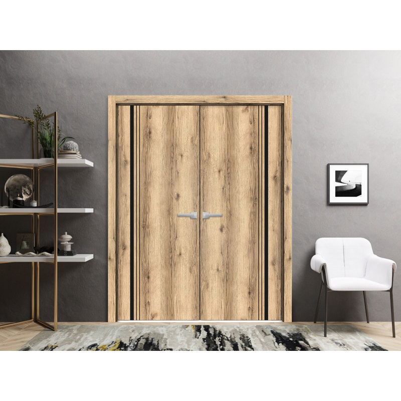 Portes françaises en bois massif massif, 64 po x 96 po, Chêne