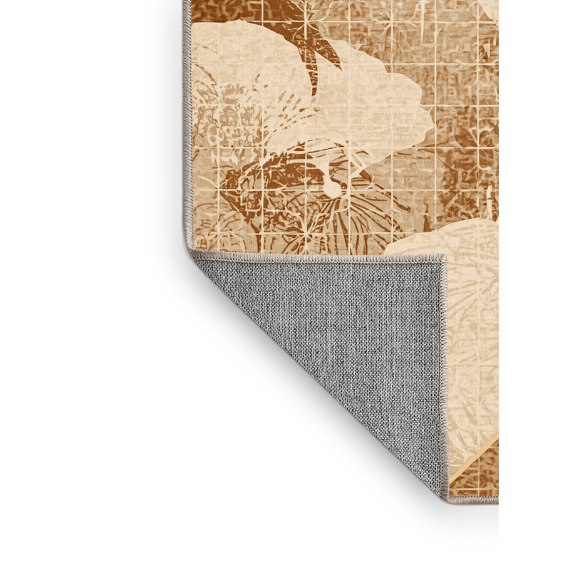 Tapis marocain d'inspiration mondiale lavable à la machine - reliure beige, 6 x 9