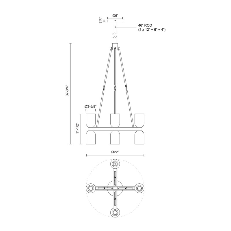 Lucian 8 - Light Chandelier, Urban Bronze/Alabaster