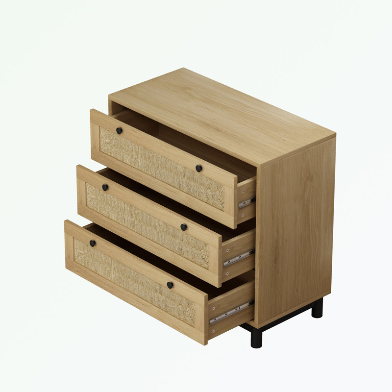 Brandson 30.31 Storage Cabinet with 3 Drawers, Oak
