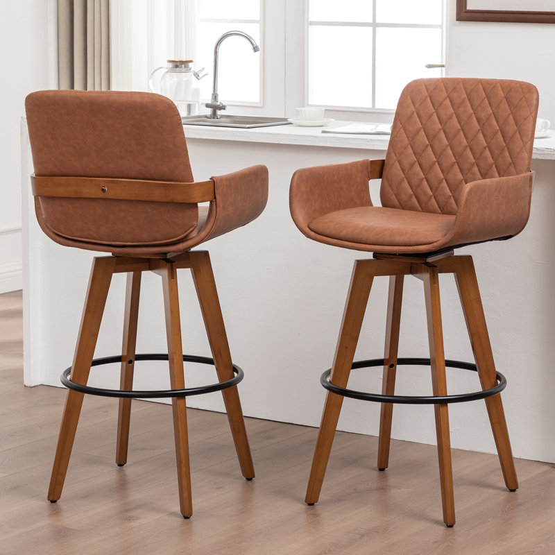 Modern Swivel Bar Stool, Brown, Bar Stool (75.4cm Seat Height)