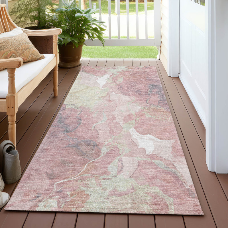 Machine Washable Indoor/Outdoor Xhevrie Pink Rug, Runner 2'3" x 7'6"