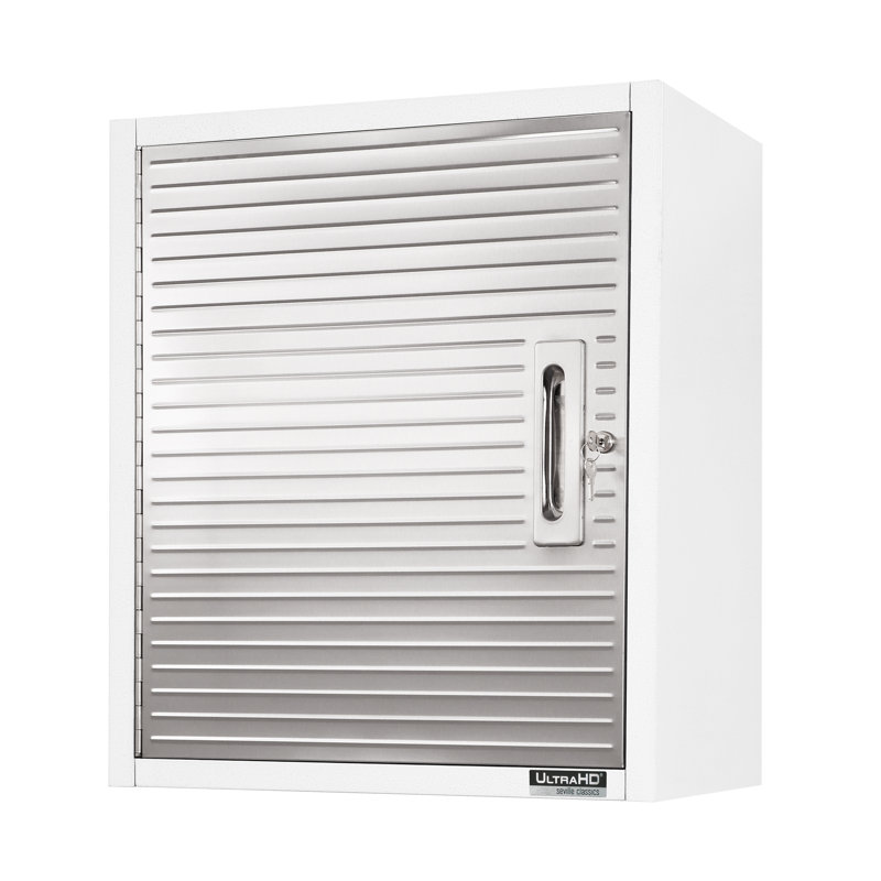 Seville Classics UltraHD Single Door Wall Cabinet, 24" W x 12" D x 28" H, White