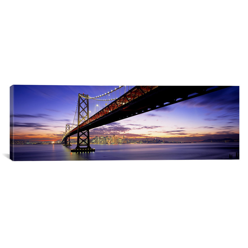 Twilight panoramique, bay bridge, san francisco, californie, reproduction de photo sur toile tendue