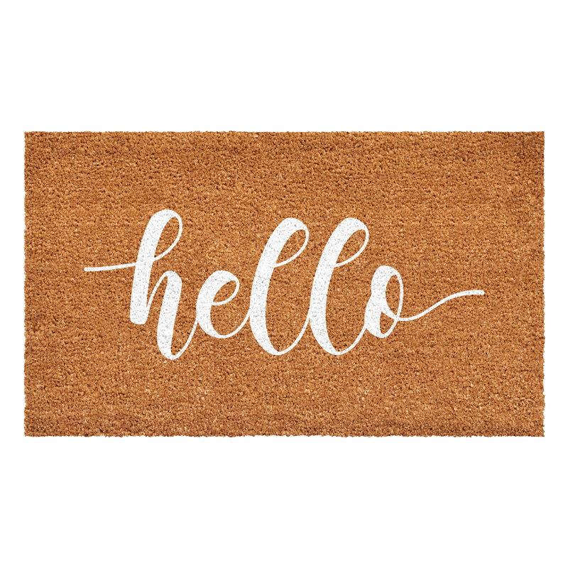Tapis d'entrée antidérapant pour l'intérieur Hello Script, Blanc, L 24 po x L 36 po