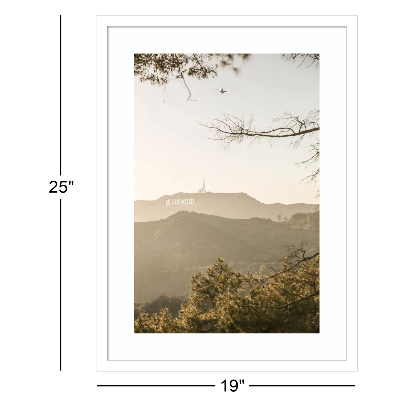 Hollywood Hills by Shot by Clint Wood Framed Wall Art Print, White , 25" H x 19" W