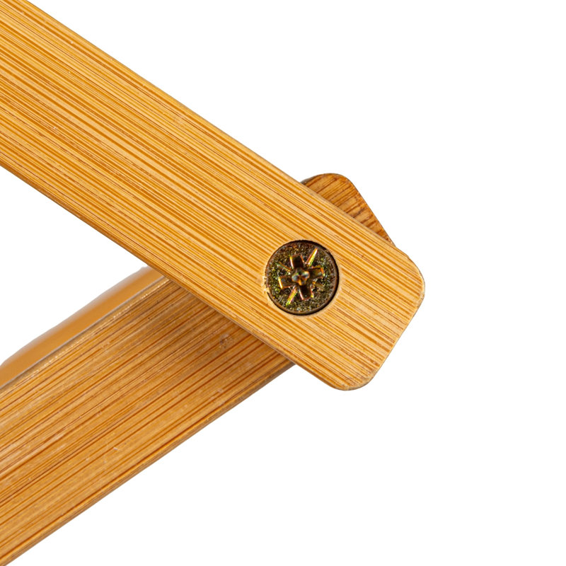 Bamboo and Black Adjustable Folding Clothes Drying Rack