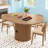 43.3''-63'' Extendable Round Dining Table For 4-6, Modern Farmhouse Expandable Dining Table With Wood Strip Base For Kitchen Living Room-1226410855
