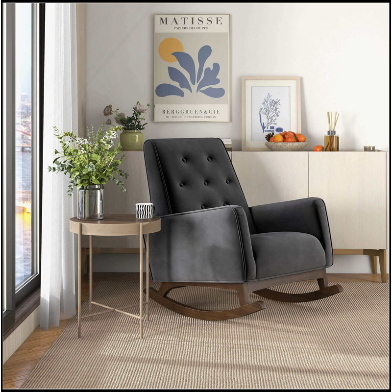 Chaise berçante en bois massif gris foncé
