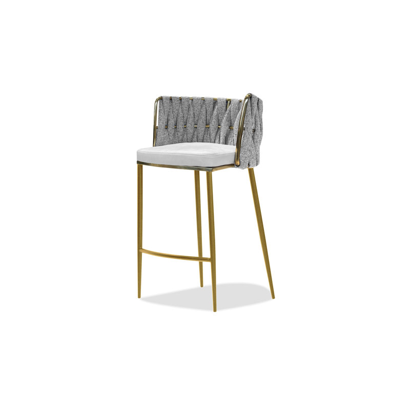  27" Counter Bar Stool, Gold, Light Gray