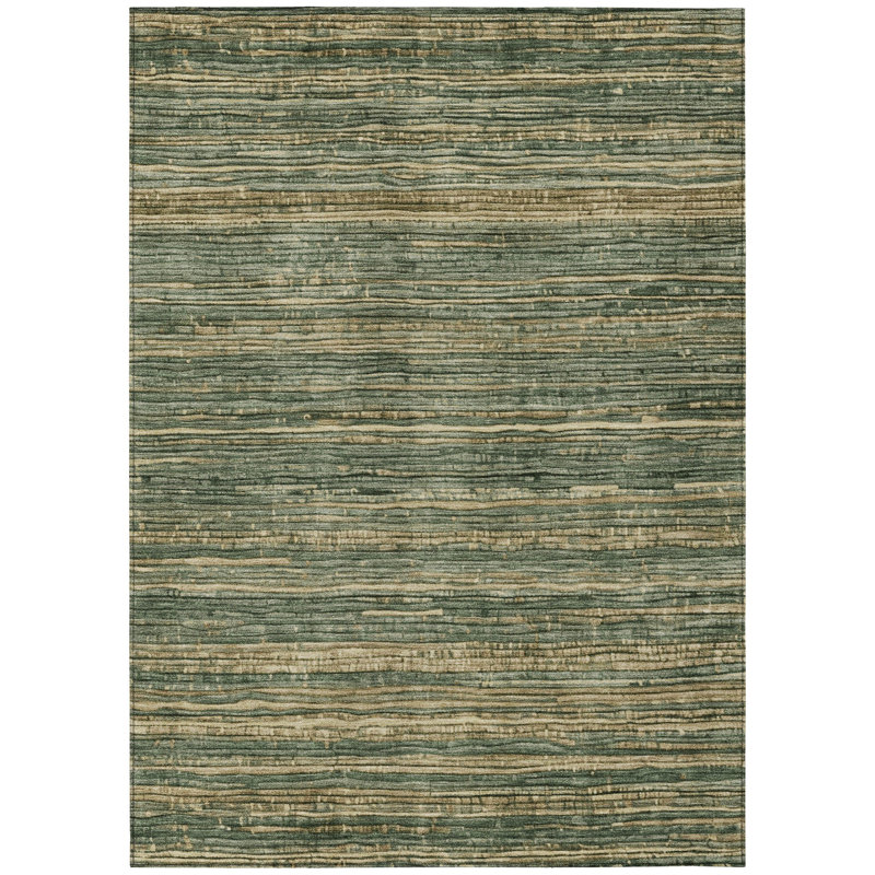 Machine Washable Indoor/Outdoor Xhevrie Fern Rug, Rectangle 8' x 10'