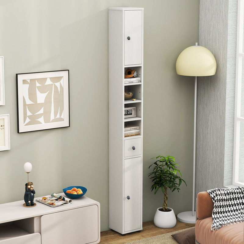 Armoire à linge autoportante Leeani, Blanc