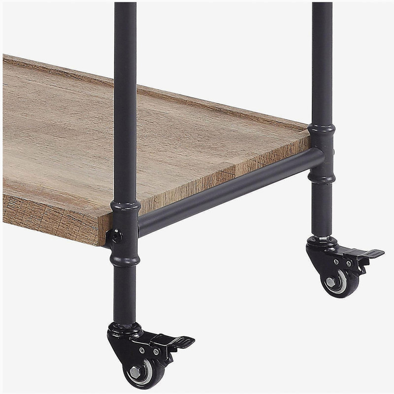 Oak and Sandy Black 2-Shelf Serving Cart