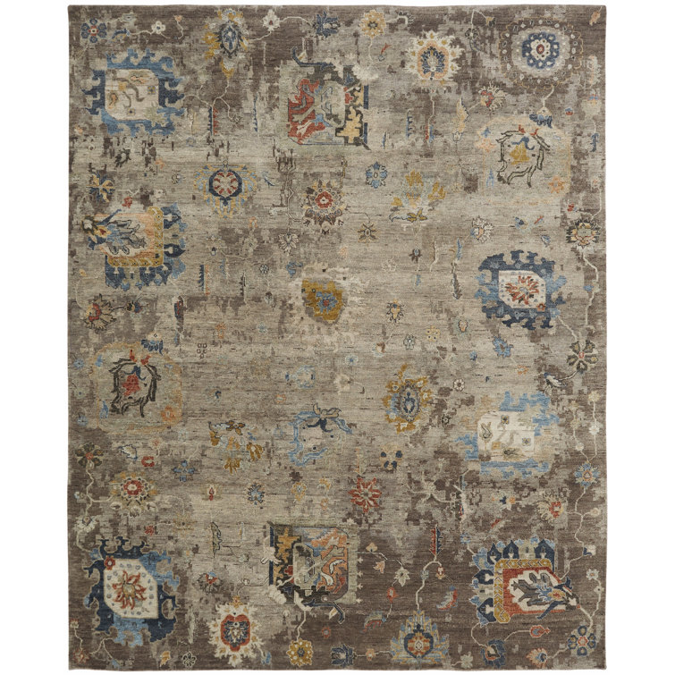 Stills Hand Knotted Wool Area Rug in Brown