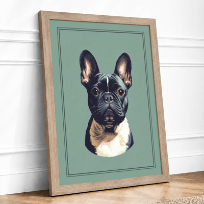 French Bulldog Portrait Modern - Framed Print