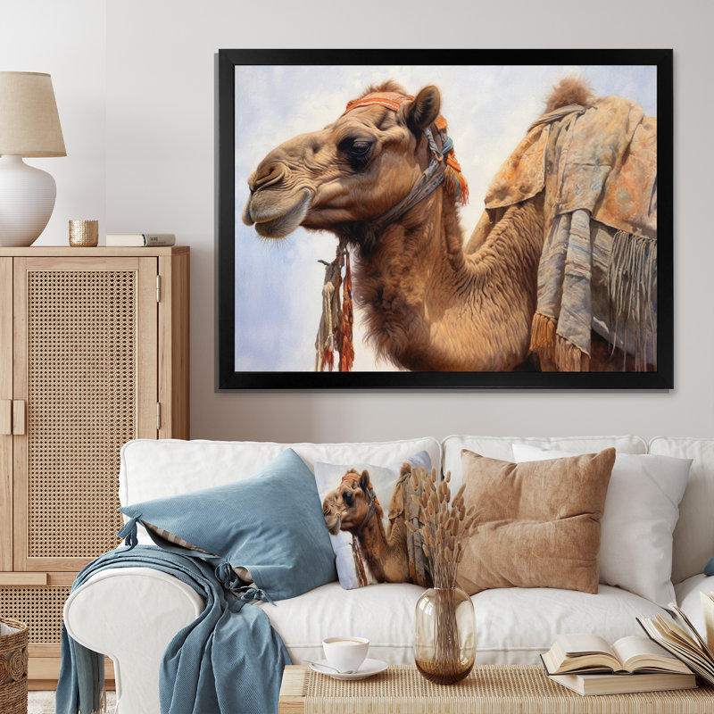 Camel Desert Nomad II, reproduction d'art sur toile, Cadre simple noir, H 16 po x l 32 po x P 1 po