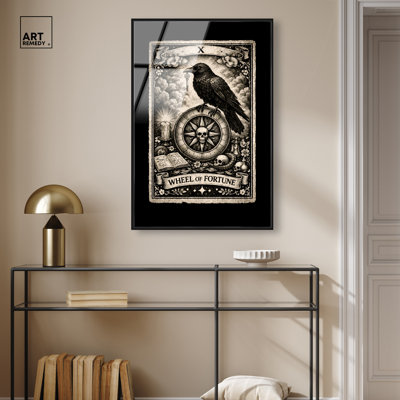 Spooky Fortune Tarot Card Framed Acrylic Print Spooky Wall Decor by Art Remedy, Black Frame, 24 x 36