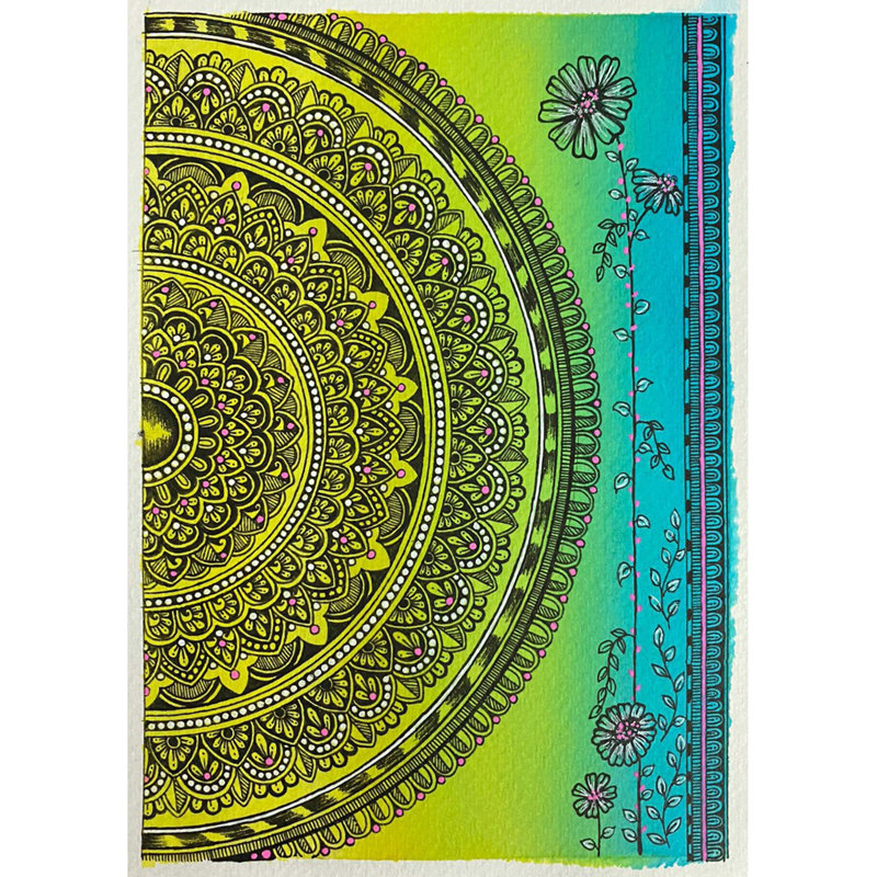 Demi-cercle Mandala | Aquarelle | Par Rashi Agrawal