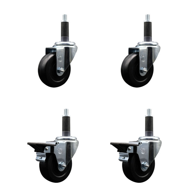 Ensemble de roulettes extensibles en caoutchouc souple à 2 roues SCC PLB 3,5 po x 1 po