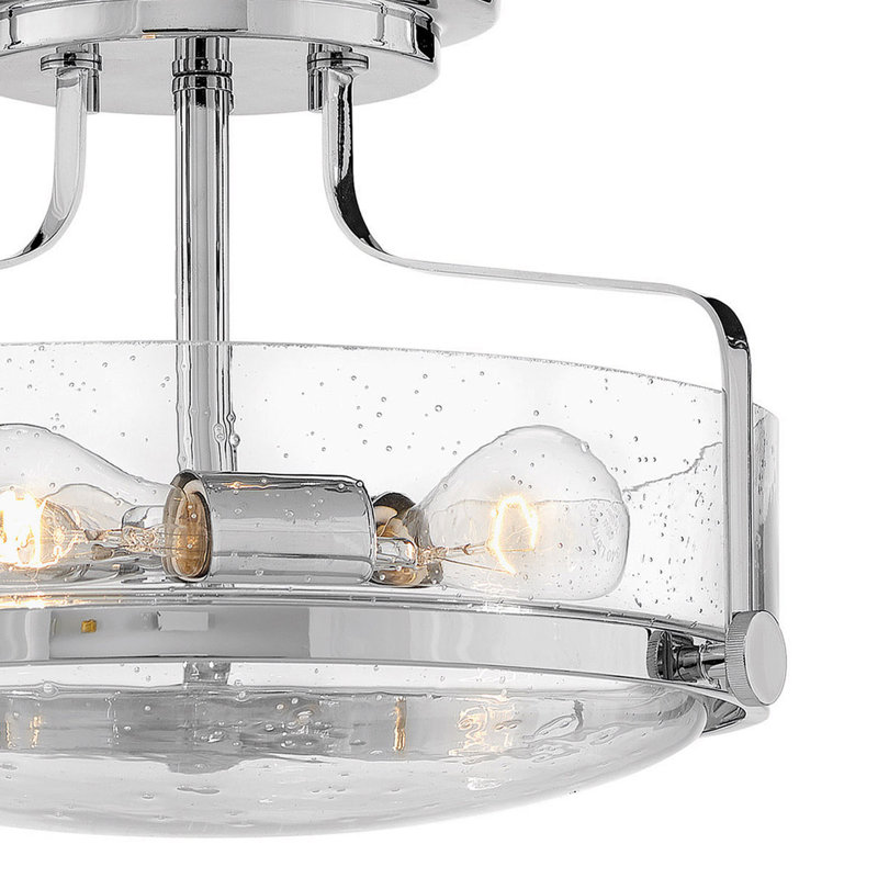 Plafonnier rétro semi-encastré 3 lumières Harper, Petit, Chrome
