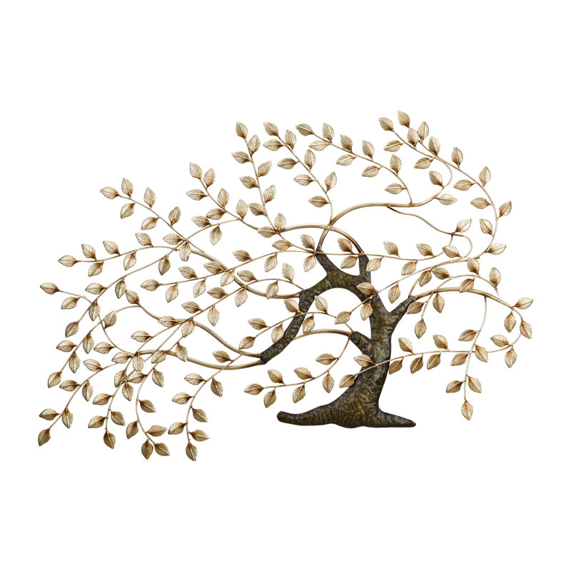 Décoration murale d'extérieur 49,5 pouces de large arbre de vie en métal avec finition multicolore résistante aux intempéries pour l'intérieur et l'extérieur