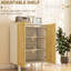 Buffet avec espace - Buffet blanc et naturel avec tablettes réglables, pour recevoir