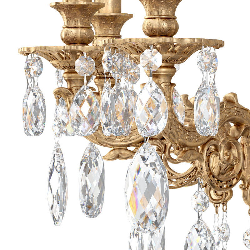 3 - Light Candle Wall Light, Incandescent, Strass Clear, Aurum