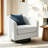 Applewold Upholstered Beige Chenille Swivel Barrel Chair with Solid Wood Base-258347165