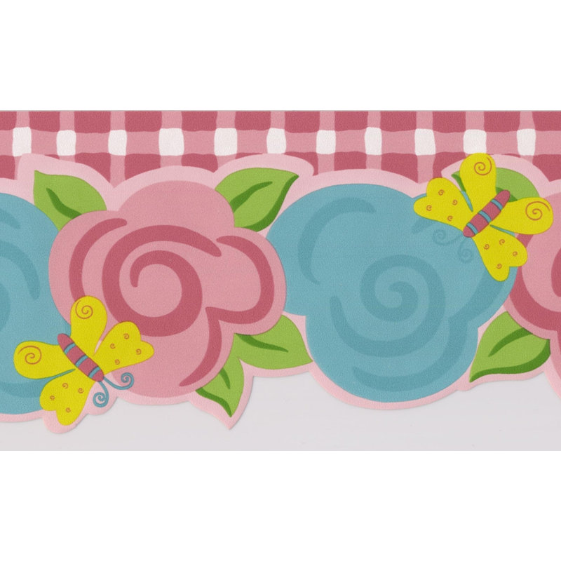 Bordure murale Annsville, Rose / Bleu