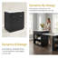 Îlot de cuisine noir cannelé de 83 pouces avec table à manger extensible et prise électrique-481497697