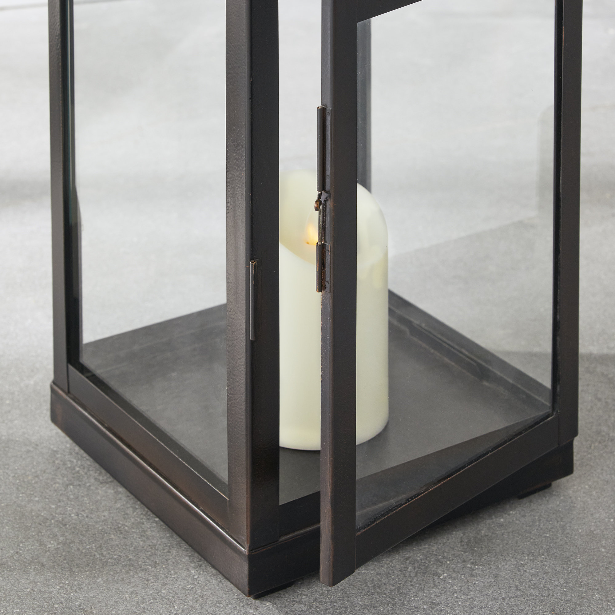 Idora Stainless Steel Floor Lantern, 26" H x 9.5" W x 9.5" D