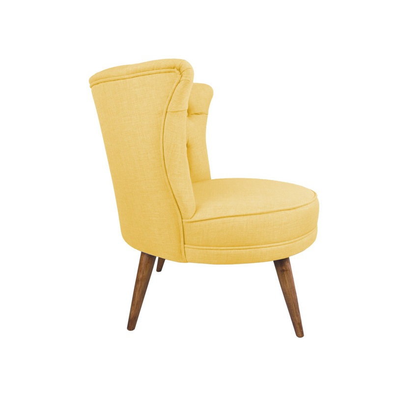 Élégant fauteuil à oreilles, structure en bois massif, jaune 31,5 po x 30,3 po x 29,5 po | 100% polyester avec nettoyage facile | 32 coussins en mousse pour plus de confort | Parfait pour les décors modernes et traditionnels