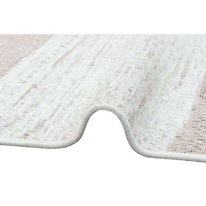 Tapis brun / crème en coton marocain Lummus, Rectangle 3 pi 11 po x 5 pi 11 po