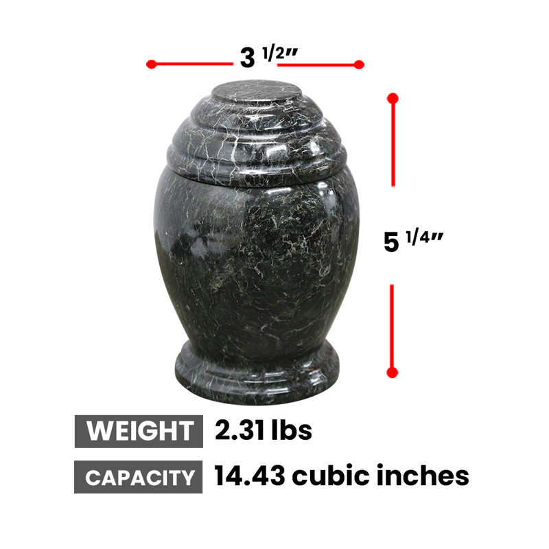 Marble Cremation Urn For Ashes, Small, Black Zebra