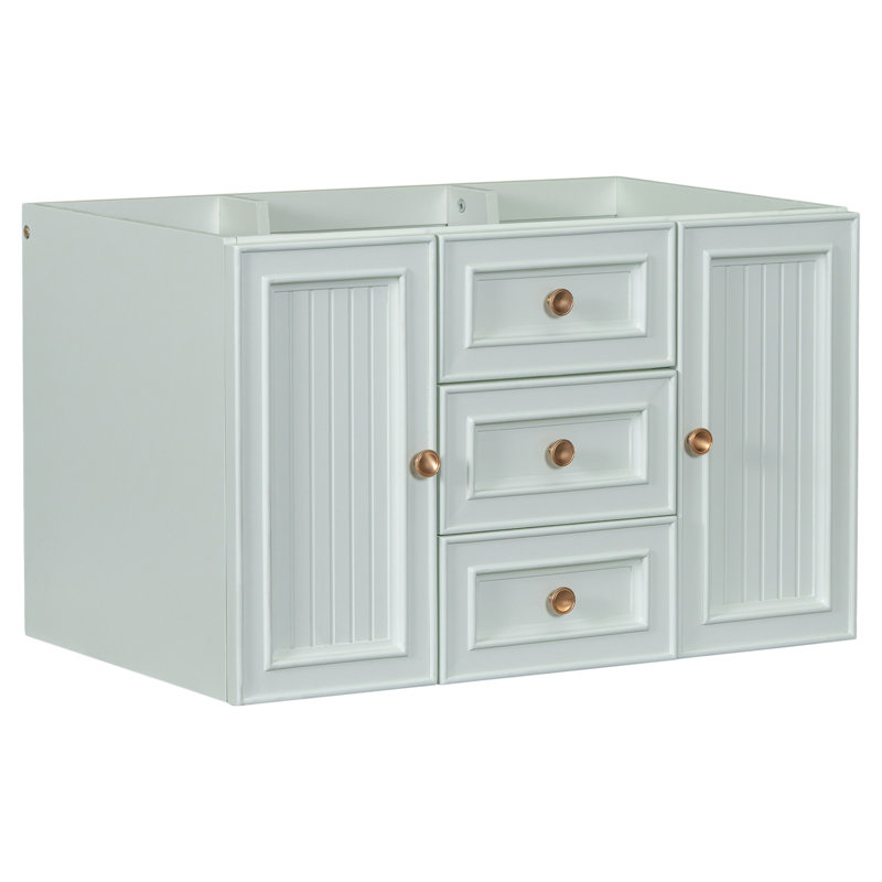 Meuble-lavabo mural 30 po sans lavabo, base d'armoire seulement, tiroir fonctionnel, vert