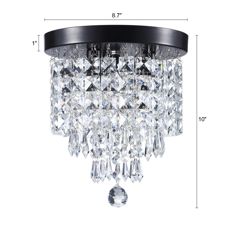Bronze Mini Crystal Tiered Chandelier with Glass Shade