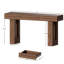 Console de 63 po de long avec lumières à DEL colorées et 3 tiroirs, table de canapé rectangulaire en bois derrière le canapé