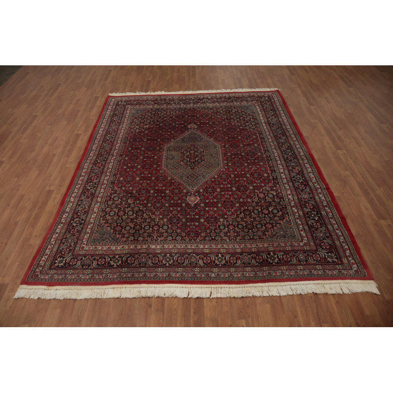 Tapis à motif oriental géométrique rouge foncé Bold 8 x 10
